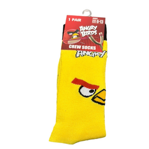 3/$18 Angry Birds Yellow Casual Crew Socks NWT